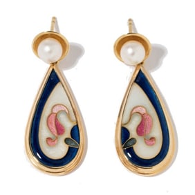 18K YELLOW GOLD  PEARL EARRINGS