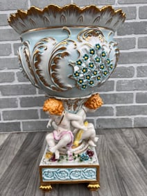 Antique Karl Richard Klemm Style Porcelain Pedestal Centerpiece