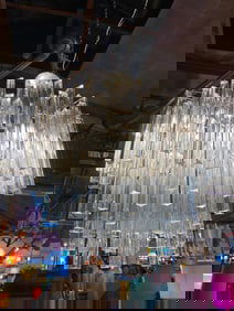 Mid Century Modern Sculptural Camer Murano Glass Multi Tier Prism Chandelier