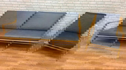 Mid Century Modern Heywood Wakefield Aristocraft Sofa & Armchair Newly Reupholstered - 2 Piece Set