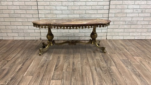 Antique Italian Gilt-Bronze Base Onyx Top Coffee/Cocktail Table
