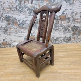 Antique Shanxi Province Hand Carved Elm Child Chair