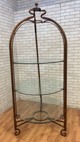Vintage Victorian Style Iron and Beveled Circular Glass Shelf Boutique/Closet Display Stand