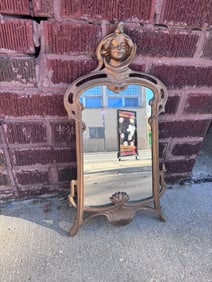 Vintage Art Deco Fgural Brass Vanity Mirror