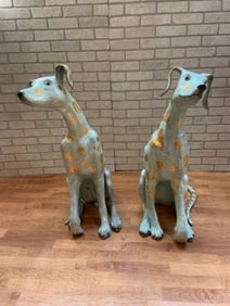 Modern Bronze Dalmatian Dog Statue - Set of 2