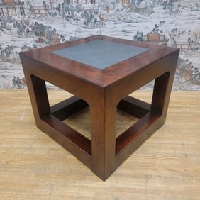 Antique Shanxi Province Elm Side Table with Stone Top