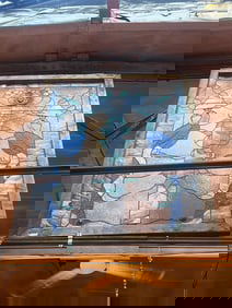 Vintage Peacock Design Stained Glass Window