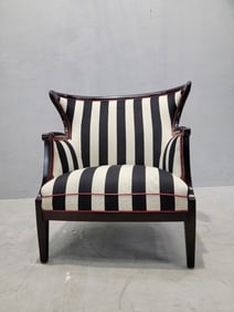 Regency Style Baker Furniture Wingback Lounge Chair Newly Upholstered