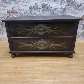 Antique Hand Painted Pine Chest for Storage