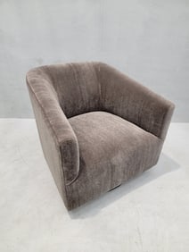 Restoration Hardware Italian Shelter-Arm Swivel Lounge Newly Upholstered in Taupe Mohair