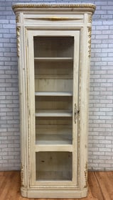 Vintage Parisian Hand Carved White and Gold-Leaf Display/Curio Cabinet