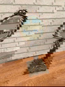 Antique Art Deco Ornate Figural Full Female Goddess Base Vanity Mirror