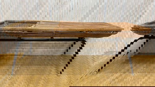 Vintage Modern Wicker Basket Cocktail Coffee Table by Troy Sunshade Co.