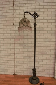 Antique Victorian Ornate Figural Reading Floor Lamp