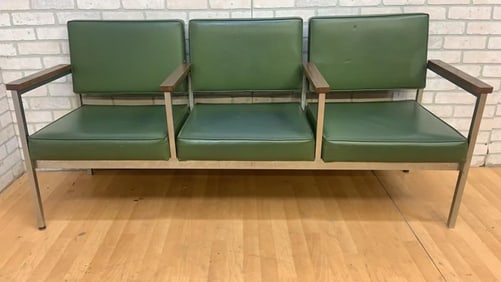 Mid Century Modern Knoll Style Bench in Green