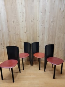 Vintage Postmodern Italian Ebonized Bentwood & Leather Dining Chairs by Calligaris - Set of 6