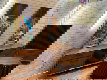 Mid Century Modern Lane Walnut and Rosewood Bedroom Set - 4 Piece Set