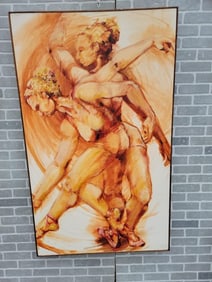 Vintage Figural Oil Painting of Ballet Dancers