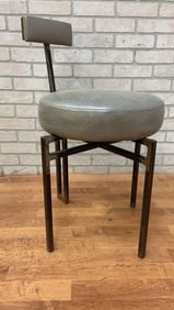 Vintage Modernist Hand Forged Iron Accent Chair Newly Upholstered in Holly Hunt Dewpoint Leather