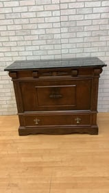 Vintage French Server Buffet with Marble and Drop Down Drawer Storage