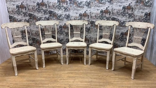 Vintage Farmhouse Style Distressed Dining Chairs - Set of 5