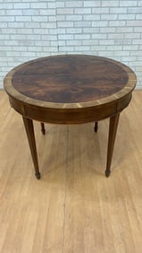 Mid Century Modern Inlay Flame Mahogany Table with Folding Demi Lune Console