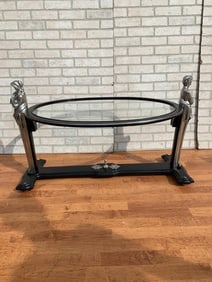 Vintage Art Nouveau Figural Bust Oval Top Coffee Table