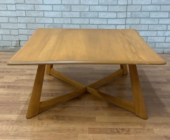 Heywood Wakefield Mid Century Blonde X Base Square Coffee Table