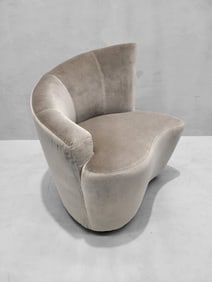 Mid Century Modern Vladimir Kagan Swivel Lounge Chair Newly Upholstered in Velvet