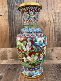 Vintage Chinese CloisonnÃ© Floral Design Vase