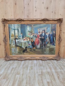 Timeless Elegant "The Banquet Scene" Artwork in Antique Gold Gilded Vintage-Inspired Frame