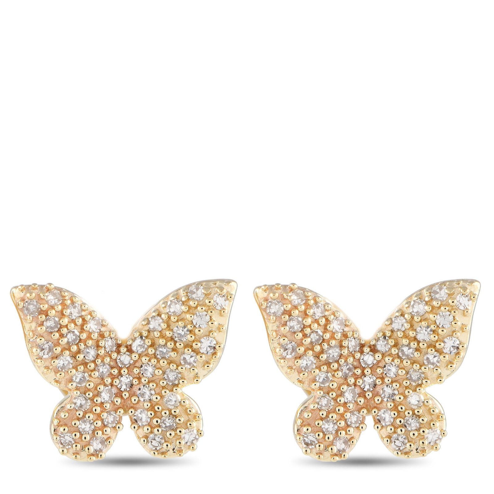14K Yellow Gold 0.16ct Diamond Butterfly Earrings (1 of 2)