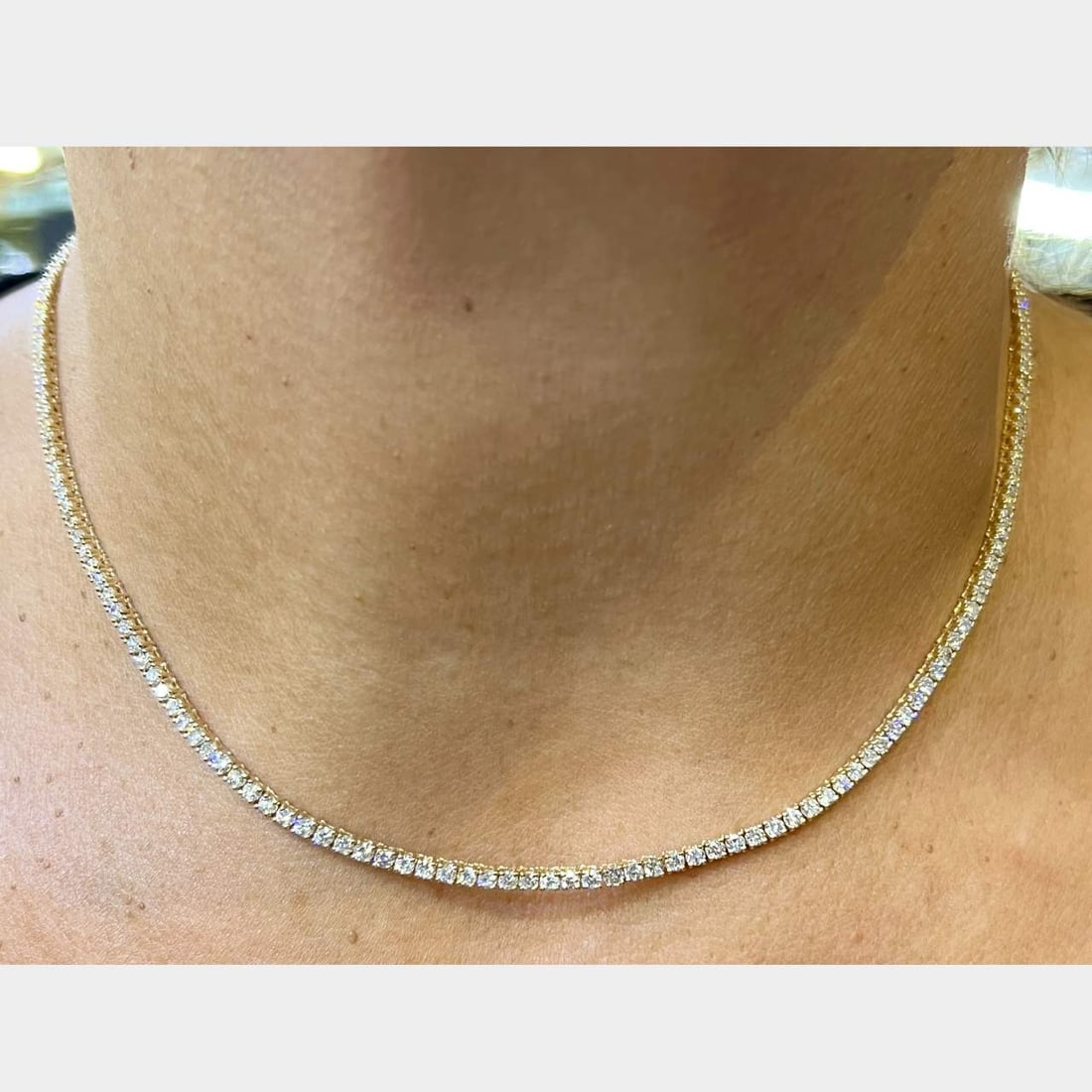 14K Yellow Gold 6.20 Ct. Diamond Tennis Necklace (1 of 1)