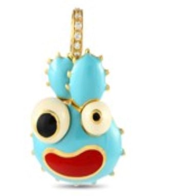 Aaron Basha 18K Yellow Gold Diamond and Enamel Alien Charm AB111324 (1 of 1)