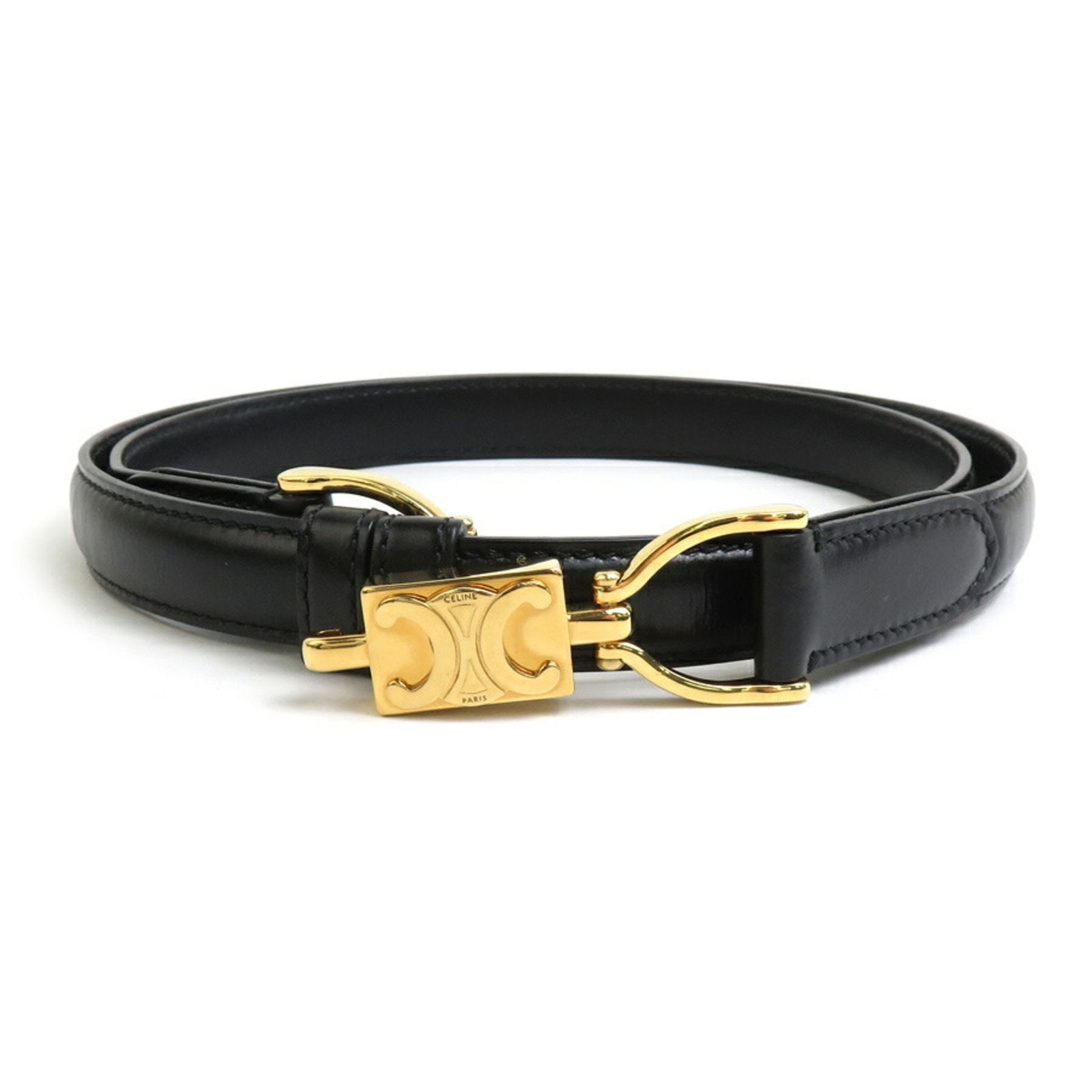 CELINE Triomphe Leather Belt Black Women's 55822g (1 of 5)