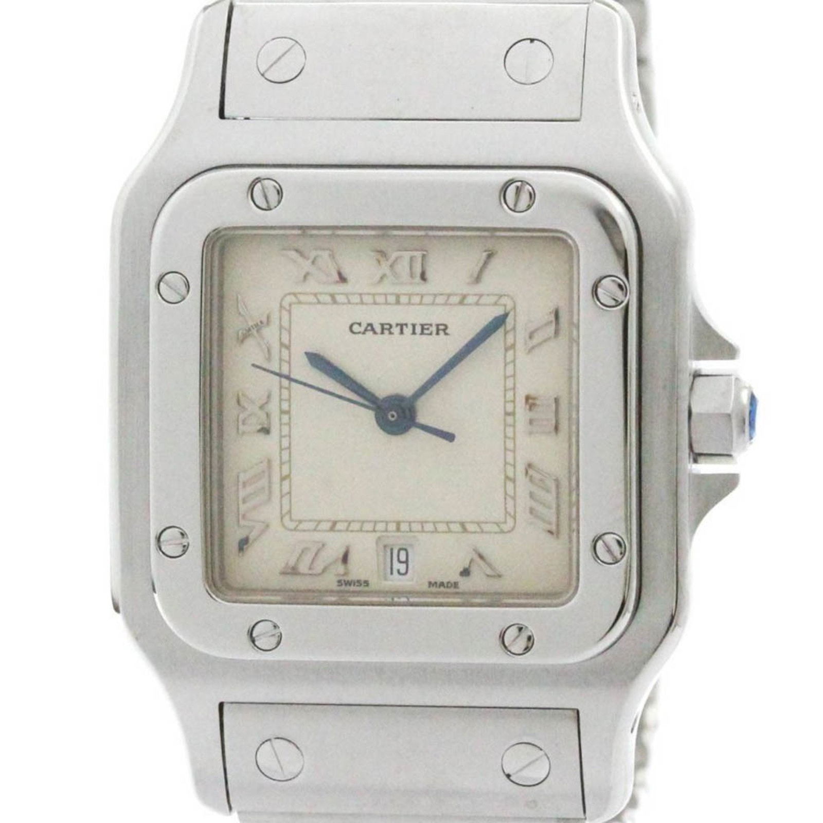 Polished CARTIER Santos Galbee Steel Quartz Mens Watch W20025D6 BF579730 (1 of 8)