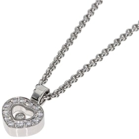 Chopard Happy Diamond Heart Necklace K18 White Gold Women's