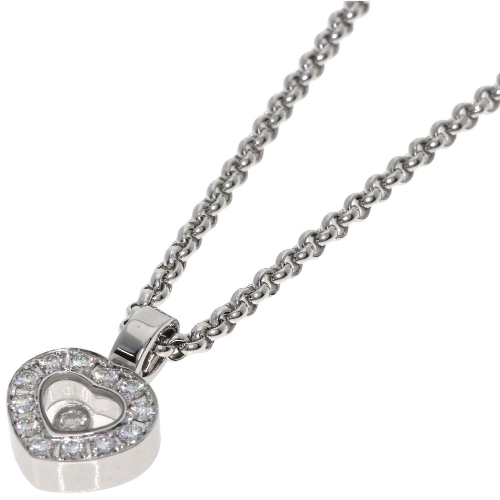 Chopard Happy Diamond Heart Necklace K18 White Gold Women's