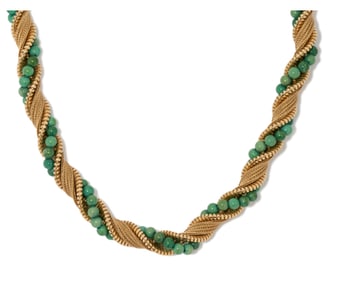 14K YELLOW GOLD TURQUOISE NECKLACE