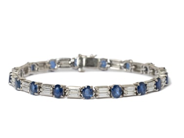 18K WHITE GOLD SAPPHIRE & BRACELET