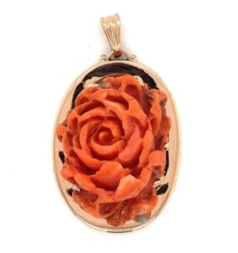14k Sculpted Flower Coral Pendant