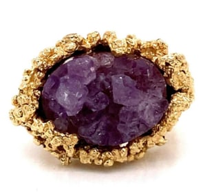 14k Avante Garde 1970s Amethyst Ring