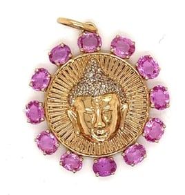 14k Pink Sapphire Diamond Pendant