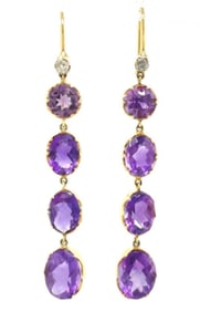 18k Diamond Amethyst Long Earrings