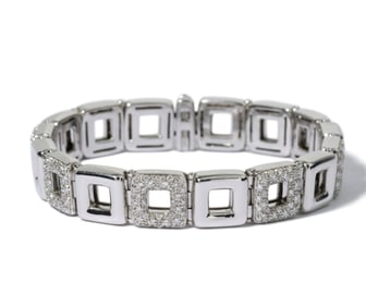 18K WHITE GOLD SALAVETTI DIAMOND BRACELET, 31.40 dwt., 2.35ct.TW ROUND WHITE Diamonds Size7.00