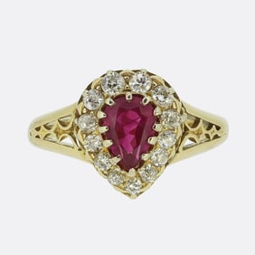 Victorian Ruby and Diamond Cluster Ring