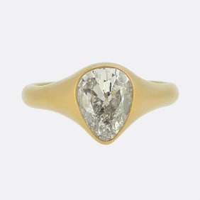 1.60 Carat Old Pear-Cut Diamond Solitaire Ring