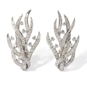 18K WHITE GOLD RCM DIAMOND EARRINGS, 18.70 dwt., 6.20ct.TW ROUND WHITE Diamonds Size2.00