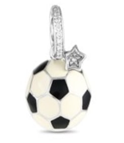 Aaron Basha 18K White Gold Diamond and Enamel Soccer Ball Charm AB49-111324