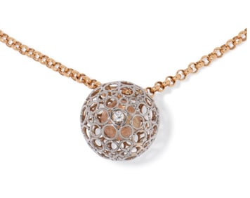 18K WHITE & ROSE PALLAVIDINI DIAMOND NECKLACE, 10.70 dwt., .10ct.TW ROUND WHITE Diamonds Size23.00
